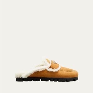 Flat Shearling Fur-Lined Mules Slides Size 37 $1,250 retail